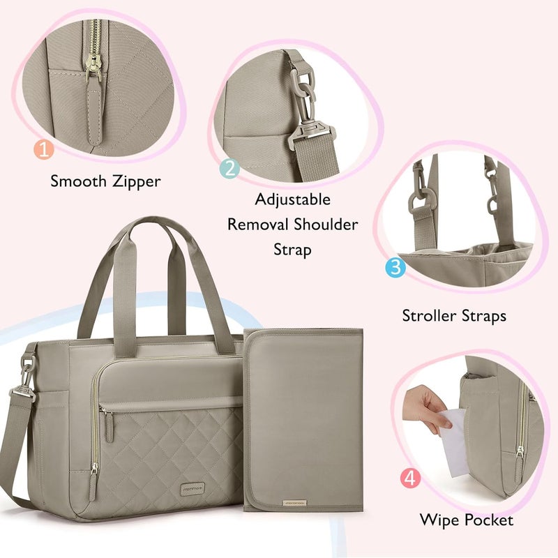 MOMMORE Diaper Bag Tote Small Baby Bag with Insulated Pockets, Lightweight Mommy Tote with Stroller Straps, Nurse Gym Travel - Image 5